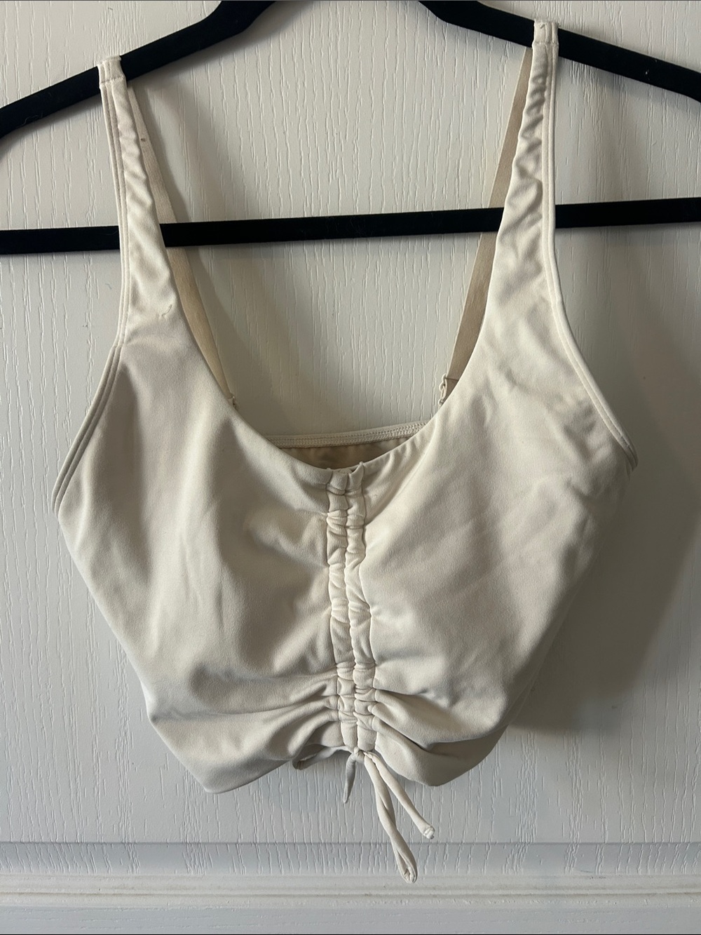 PINK Victoria's Secret Cream Ruched Drawstring Crop Tank